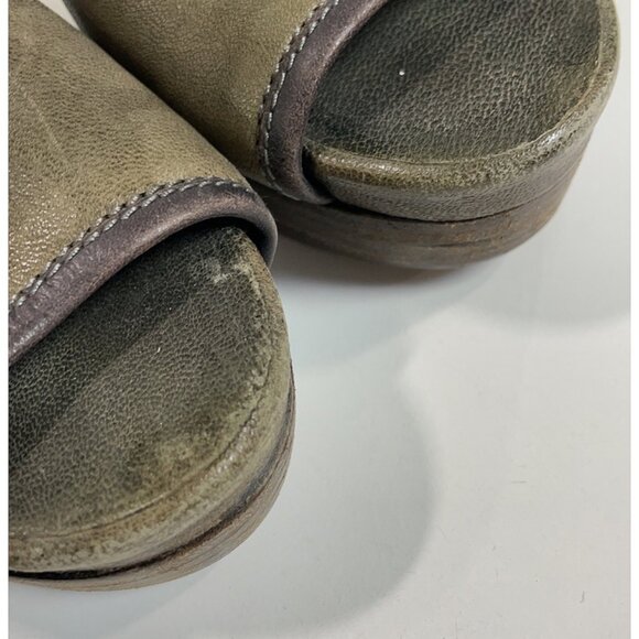 🐊 Chloe Leather Gladiator Heels | Wood Platform | Green Brown Strappy 38.5 - Picture 9 of 16